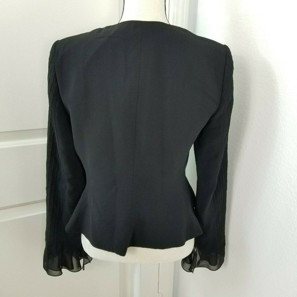 Armani Collezioni Black Silk Blazer Flared Hem Pleated Sleeves Sz 10 NWT - Picture 6 of 8